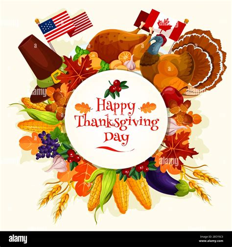 Happy Thanksgiving Day Vector Round Sticker Label With Text