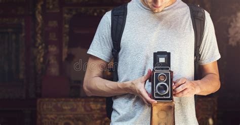 Photographer Traveler Capture Portrait Concept Stock Image Image Of