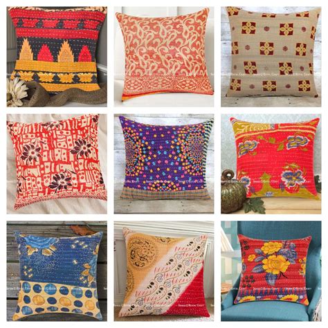 same as picture cotton vintage kantha sofa cushion cover size dimension 16x16 inch at rs 80