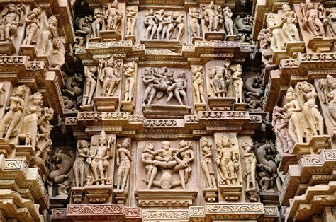 Indische Religiöse Erotische Symbole Auf Tempel In Khajuraho Stockfoto Und Mehr Bilder Von