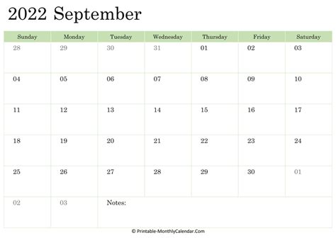 Printable Calendar September 2022 20 September 2022 Calendar