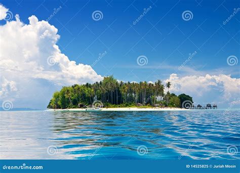 Tropical Island In The Sun With Blue Skies Stock Image Image Of