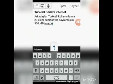 Turkcell Bedava Internet DK Sms Ve TV 29 Ekim Hediyesi YouTube