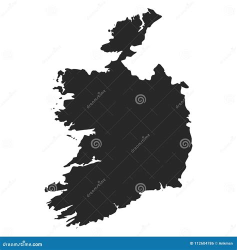 Ireland Map Simple Black White Silhouette Stock Vector Illustration