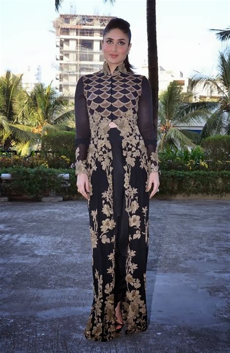 Kareena Kapoor In Anamika Khanna Black And Gold Outfit Vega Fashion Mom