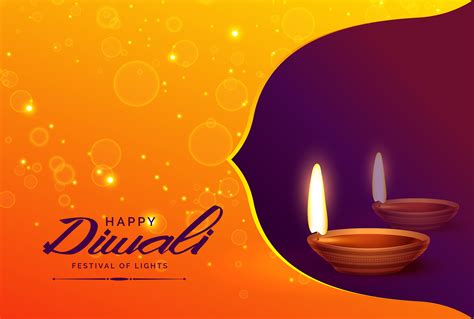 Happy Diwali Background With Diya And Sparkles Download Free Vector