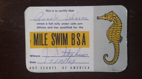 Vintage Bsa Mile Swim Boy Scout Patches With Certific Gem