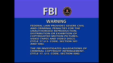 Fbi Warning Screenwarning Screenattention Screen 2004 Youtube