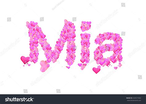 Mia Name Set Hearts Decorative Lettering Stock Illustration 363577403