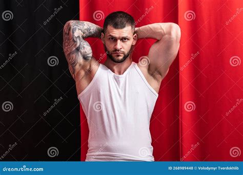 And Naked Muscular Young Man Sensual Posing Shirtless Male Model