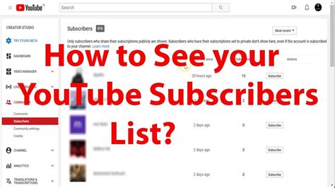 How To See Your Youtube Subscribers List Youtube