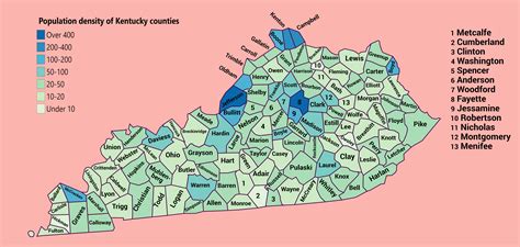 Population Density Of Kentucky Counties Oldham Kenton Kentucky
