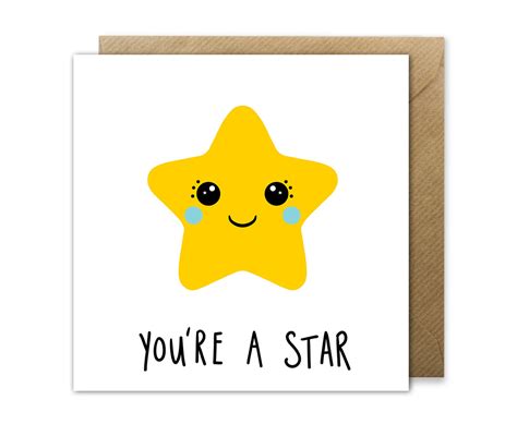 Kawaii Star Card Youre A Star Thank You Congrats Kio Cards