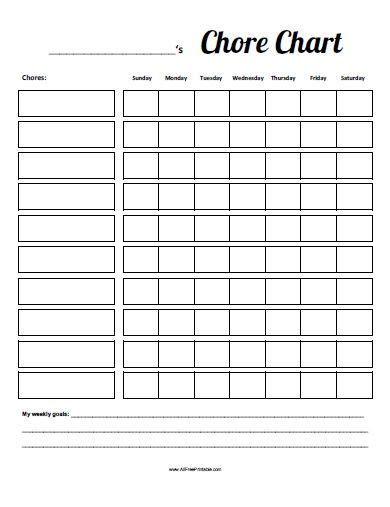 Free Printable Chore Chart Works Great To Print Each Week And Fill Out