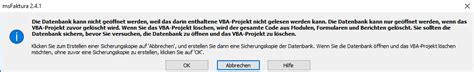 Die datei ist 225 kb groß. Fehlermeldung: Die Datenbank kann nicht geöffnet werden ...