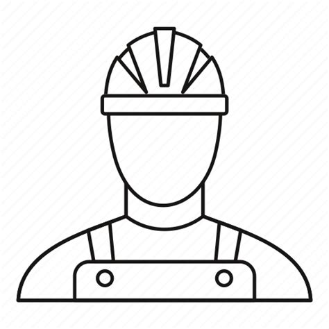 Builder Construction Line Outline Person Professional Worker Icon
