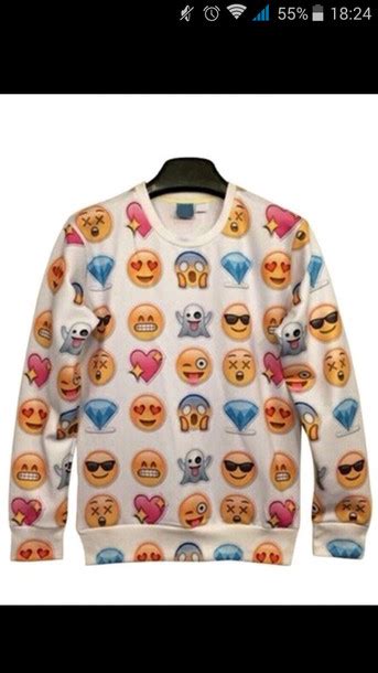 Emoji Print Sweater Wheretoget