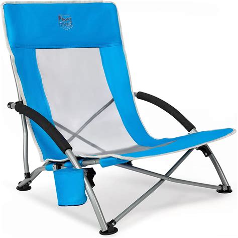 Timber Ridge Low Beach Chair Folding Lightweight Camping Chair With
