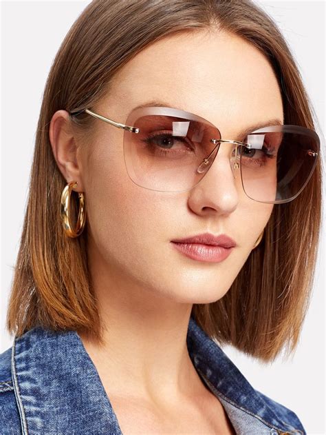 shein rimless tinted lens sunglasses trendy sunglasses fashion sunglasses glasses fashion
