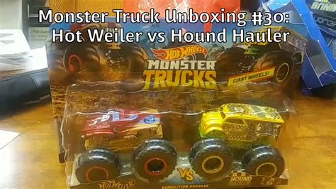 Monster Truck Unboxing Hot Weiler Vs Hound Hauler YouTube