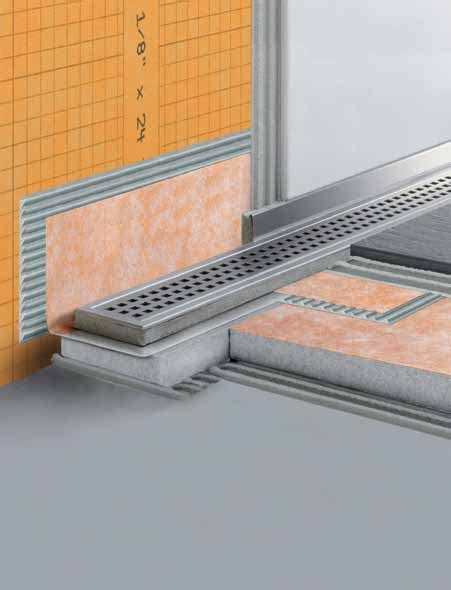 2% drain angle) bathroom shower trays easy access, floor level ideal for elderly or disabled Schluter KERDI-LINE Linear Drain - Offset - All Grates en ...