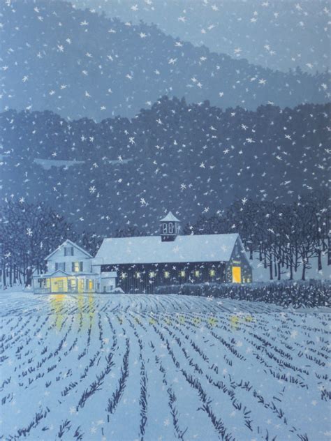 First Snow By William Hays Linocut Print Artful Home