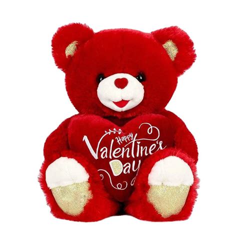 Customize Cute Love Heart Stuffed Toy Soft Red Valentine Plush Teddy Bear With Valentines T