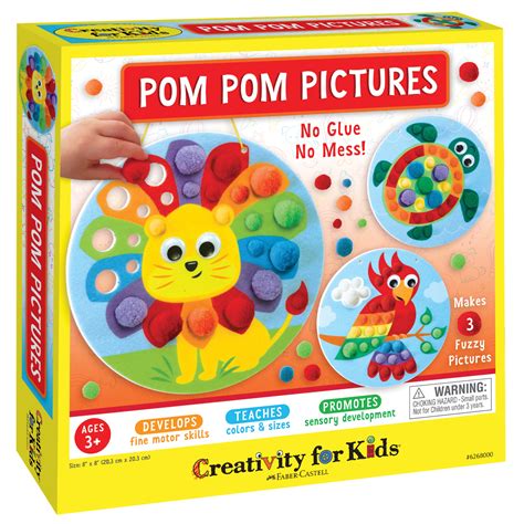 Creativity For Kids Pom Pom Pictures Child Beginner Craft Kit For