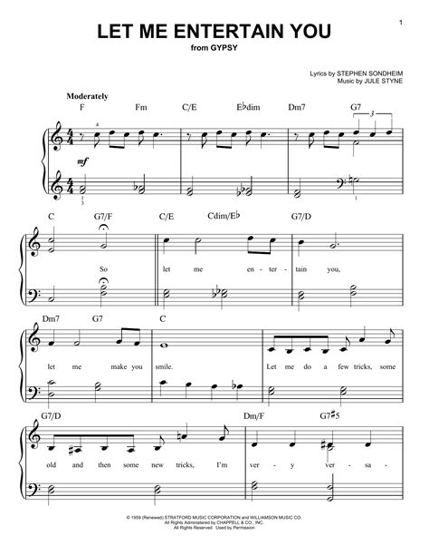 Let Me Entertain You Sheet Music By Stephen Sondheim Easy Piano 69950