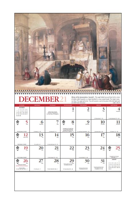 2021 Art Of The Holy Land Catholic Spiral Calendar 10 78 X 18