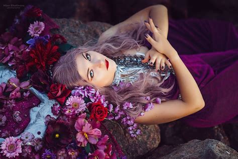 Fairytale At Sunset Luxurious Fairy Crown With Lilac Flowers Silver