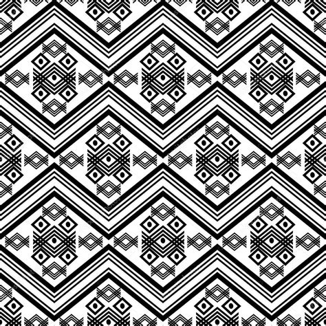 Black And White Vertical Tribal Seamless Pattern Aztec Geometric Print