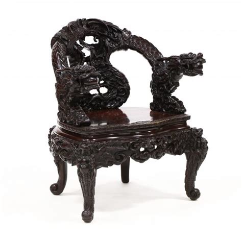 Vintage Chinese Carved Hardwood Dragon Armchair Lot 304 The End Of