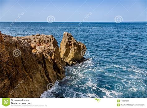 At The Entrance To Neptune S Cave Sardinia Stock Image