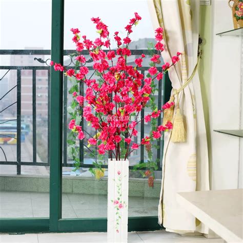 Peach Blossom Artificial Flower Living Room Dining Table Window