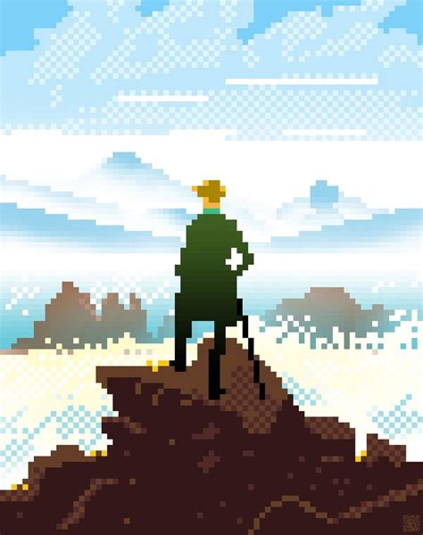 It8bit Wanderer Above The Sea Of Fog Pixel Original Painting By