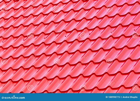 Red Metal Tile On The Roof Of The House Stock Image Image Of Cover
