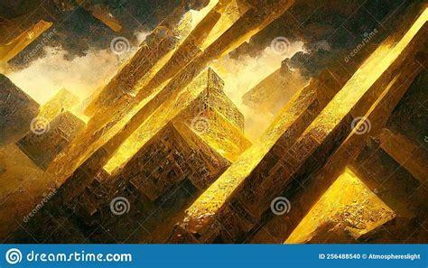 The Golden City Of Babylon Painting Illustration Babylon City Skyline