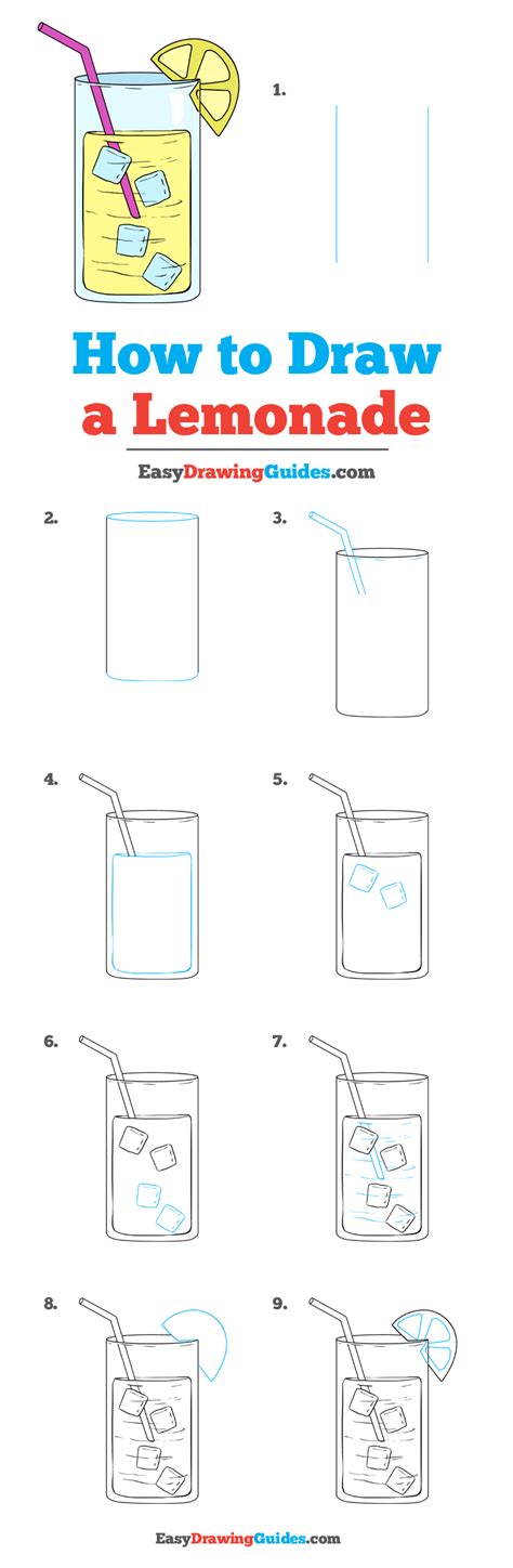 How To Draw A Lemonade Follow Along To Learn How To Draw A Cold Glass Of Lemonade Easy Step