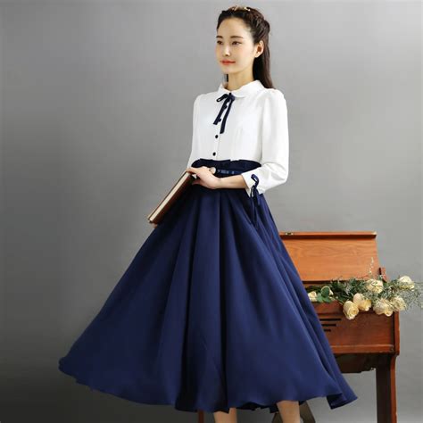 New Autumn England Style Vintage Women Long Dress High