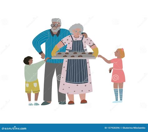 Grandmother Baked A Cake Vector Illustration 26329374