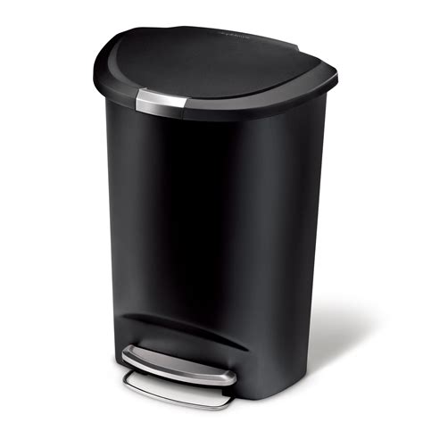 13 Gal Plastic Semi Round Kitchen Step Trash Can Black