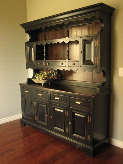 And the top of the table is a mixture of dark walnut and ebony stain. European Paint Finishes: ~ Rustic Black Farmhouse Hutch