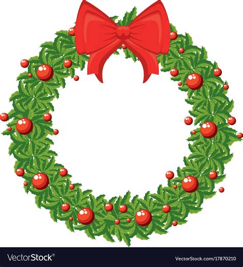 Merry Christmas Wreath Crown With Bow Royalty Free Vector