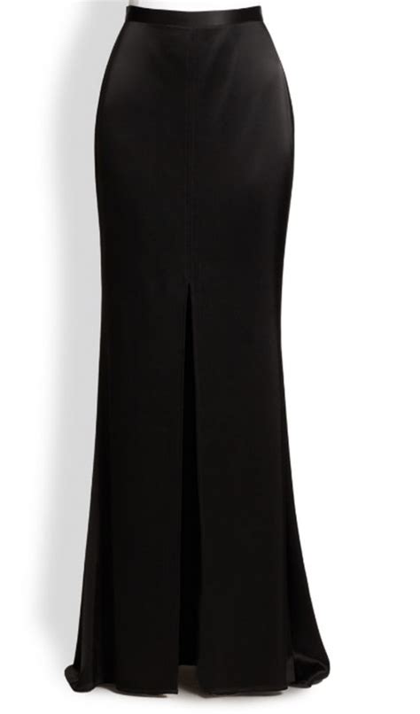 Black Satin Maxi Skirt With Open Front Split Elizabeth S Custom Skirts