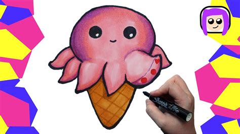 Draw A Cute Octopus Cute Animals Kawaii Octopus Icecream Ice