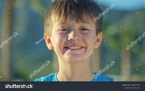 Little Boy Smiling Happy Cheerful Looking Stock Photo 2140625587