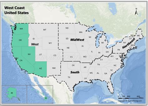 Map Of Usa West Coast States Usa Region