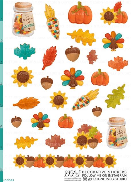 Thanksgiving Scrapbook Stickers Thanksgiving Planner Etsy