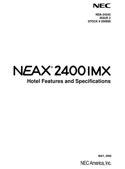 Nec Neax2400 Imx Features Manual Pdf Download Manualslib